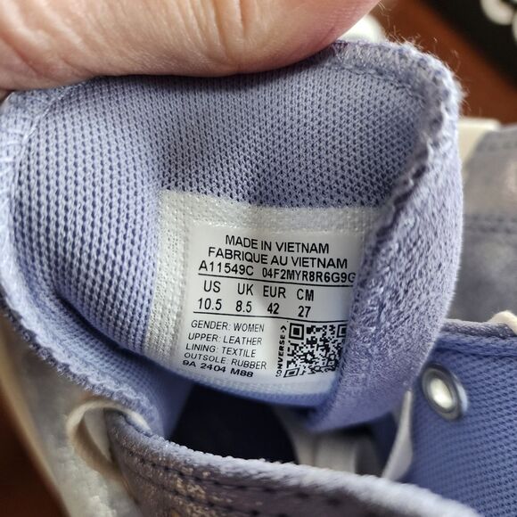 Converse Chuck Taylor Blue Shimmer Suede High Tops 10.5 NIB - Picture 8 of 9